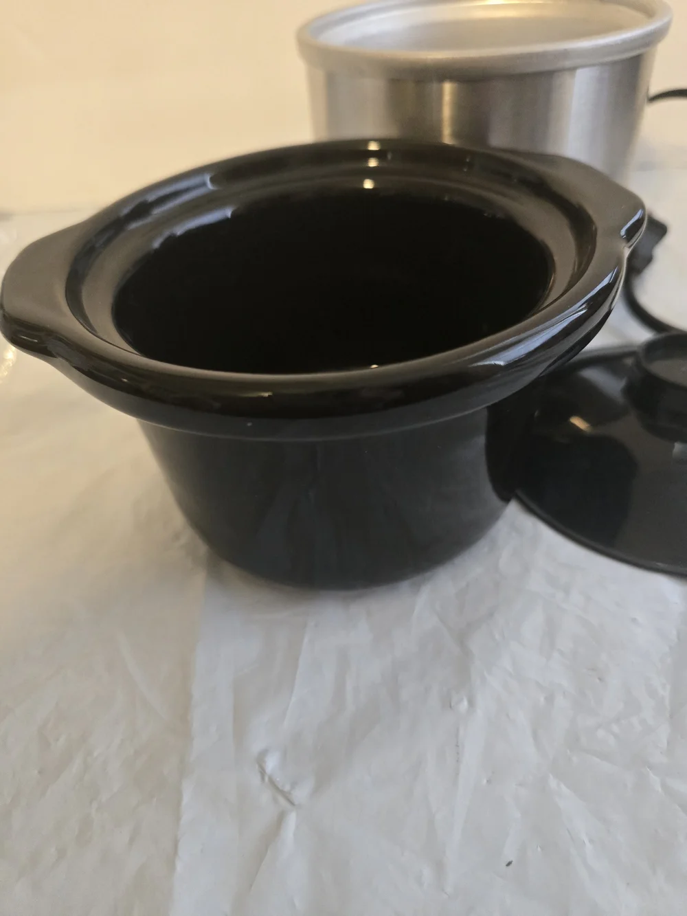 Stainless Steel Electric Cooker with Black Lid New No Tag Small 5x3.5 In